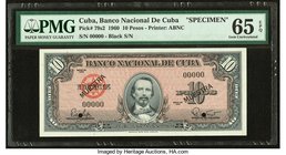 Cuba Banco Nacional de Cuba 10 Pesos 1960 Pick 79s2 Specimen PMG Gem Uncirculated 65 EPQ. Two POCs.

HID09801242017