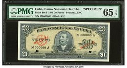 Cuba Banco Nacional de Cuba 20 Pesos 1960 Pick 80s3 Specimen PMG Gem Uncirculated 65 EPQ. Two POCs.

HID09801242017