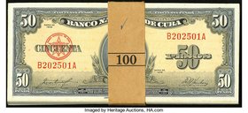 Cuba Banco Nacional de Cuba 50 Pesos 1958 Pick 81b Pack of 100 Consecutive Examples Crisp Uncirculated. 

HID09801242017