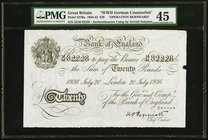 Great Britain Bank of England 20 Pounds 20.7.1936 Pick 337Ba "Operation Bernhard" PMG Choice Extremely Fine 45. Paper Maker's notch.

HID09801242017