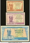Guinea Banque de la Republique de Guinee 50; 100; 1000 Francs 2.10.1958 Pick 6; 7; 9 Fine or Better. 

HID09801242017