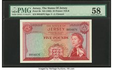 Jersey States of Jersey 5 Pounds ND (1963) Pick 9b PMG Choice About Unc 58. 

HID09801242017