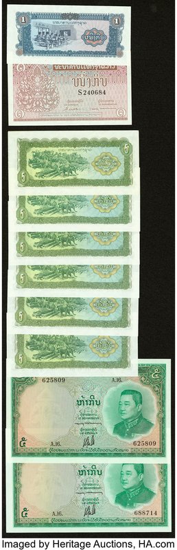 A Selection of Forty-Five Bank Notes from Laos and the Lao People's Democratic R...