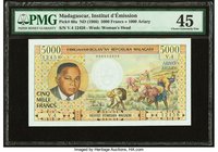 Madagascar Institut d'Emission 5000 Francs = 1000 Ariary ND (1966) Pick 60a PMG Choice Extremely Fine 45. Minor stain.

HID09801242017
