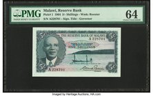 Malawi Reserve Bank of Malawi 5 Shillings ND (1964) Pick 1 PMG Choice Uncirculated 64. 

HID09801242017