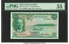 Malawi Reserve Bank of Malawi 1 Pound 1964 Pick 3 PMG About Uncirculated 55. 

HID09801242017