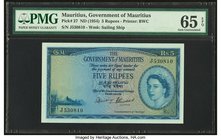 Mauritius Government of Mauritius 5 Rupees ND (1954) Pick 27 PMG Gem Uncirculated 65 EPQ. 

HID09801242017