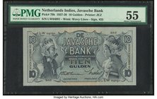 Netherlands Indies De Javasche Bank 10 Gulden 24.9.1937 Pick 79b PMG About Uncirculated 55. 

HID09801242017