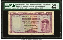 Portuguese India Banco Nacional Ultramarino 300 Escudos 2.1.1959 Pick 44 PMG Very Fine 25 Net. Rust damage; ink.

HID09801242017