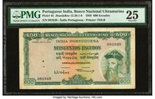 Portuguese India Banco Nacional Ultramarino 600 Escudos 2.1.1959 Pick 45 PMG Very Fine 25. Stains; minor rust.

HID09801242017