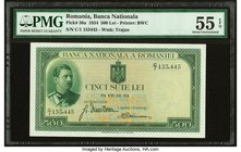 Romania Banca Nationala a Romaniei 500 Lei 1934 Pick 36a PMG About Uncirculated 55 EPQ. 

HID09801242017