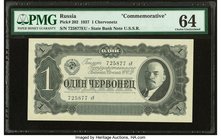 Russia State Currency Notes 1 Chervonetz 1937 Pick 202 Commemorative PMG Choice Uncirculated 64. 

HID09801242017