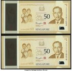 Singapore Monetary Authority 50 Dollars 2015 Pick 60b Limited Edition Two Examples in Presentation Folder Crisp Uncirculated. 

HID09801242017