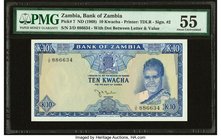 Zambia Bank of Zambia 10 Kwacha ND (1968) Pick 7 PMG About Uncirculated 55. 

HID09801242017
