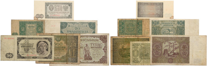 PRL, Zestaw 2-1000 złotych 1946-48
 W większości obiegowe egzemplarze, 500 z 19...