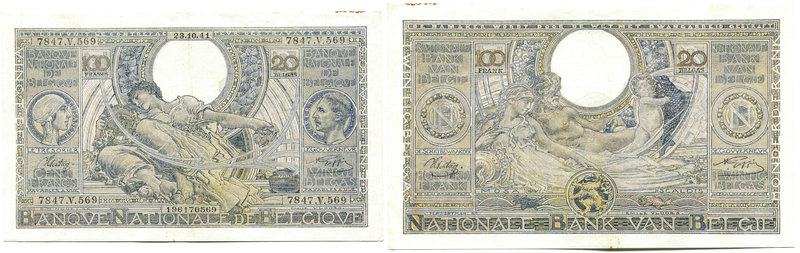 Belgium, 100 francs/20 belgas 1941
Belgia, 100 franków/20 belgas 1941
 Bardzo ...