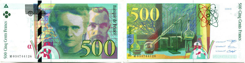 France, 500 francs 1995 Curie
Francja, 500 franków 1995 Skłodowska-Curie
 Pięk...