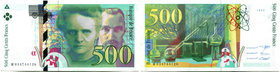 France, 500 francs 1995 Curie
Francja, 500 franków 1995 Skłodowska-Curie
 Piękny egzemplarz. Minimalne ugięcia 
Grade: AU/UNC 
Reference: Pick#160...