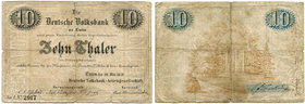 Germany, Volksabnk in Eutin, 10 thaler 1870
Niemcy, Eutin, 10 talarów Deutsche Volksbank 1870 - rzadkość
 Naturalny, obiegowy egzemplarz. Złamania, ...