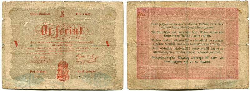 Hungary, 5 forint 1848
Węgry, 5 forintów 1848
 Obiegowy egzemplarz. Liczne zła...