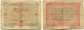 Hungary, 5 forint 1848
Węgry, 5 forintów 1848
 Obiegowy egzemplarz. Liczne złamania, drobne ubytki i naddarcia. 
Grade: F- 
Reference: Pick#S116a....