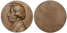 Polska, Medal 100 lat urodzin Fryderyka Chopina 1910 Lewandowski
 Jednostronny medal wybity w 1910 roku, w setną rocznicę urodzin Chopina.&nbsp; Sygn...
