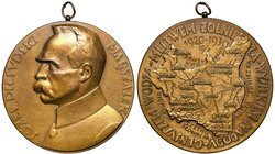 II RP, Medal Marszałek Józef Piłsudski 1930 Mennica - Geniuszem Wodza...
 Piękny stan zachowania. Drobne przebarwienia na awersie. Patyna. Wersja z u...