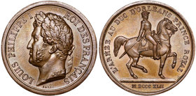 France, Louis Philippe I, Medal 1842 L'Armee au duc d'Orleans Barre
Francja, Ludwik Filip I, Medal 1842 Armia księcia Orleanu Barre
 Piękny egzempla...