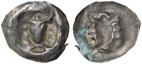 Bracteat, II half of XII century
Brakteat II połowa XII wieku - głowa w koronie trójczłonowej
 Bardzo ładny egzemplarz. Awers: głowa z trójczłonową ...