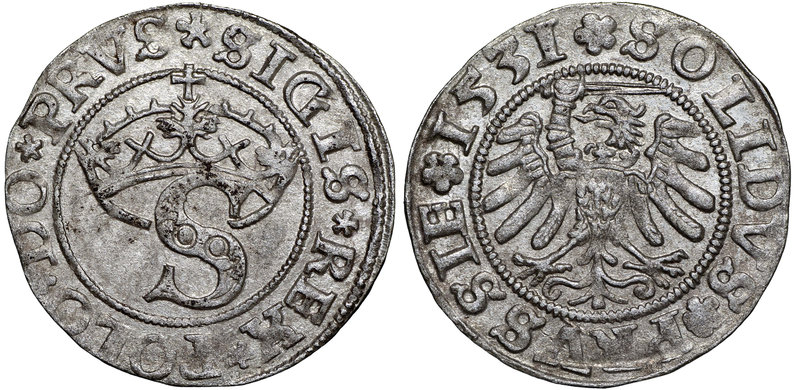 Zygmunt I Stary, Szeląg 1531 Toruń - PRVS/PRVSSIE
 Bardzo ładny, jak na ten typ...