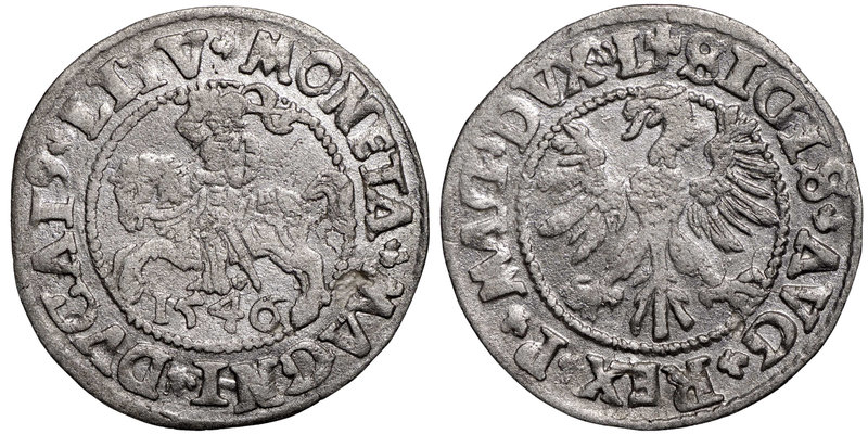Zygmunt II August, Półgrosz 1546 Wilno - L/LITV
 Ładny egzemplarz, z lekkimi wa...