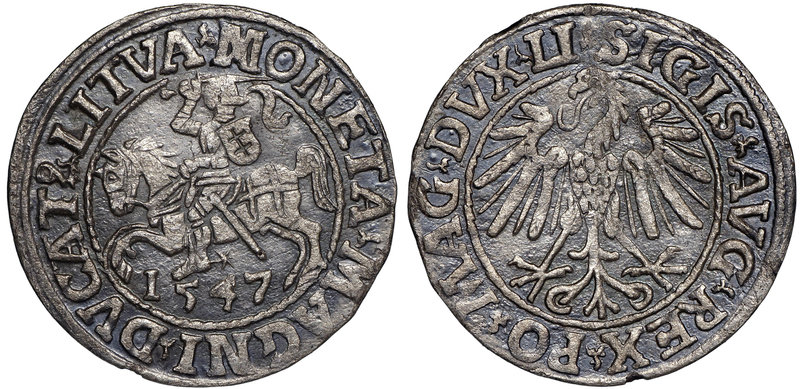 Zygmunt II August, Półgrosz 1547 Wilno - przebitki nieopisany DVCT/AT L/9
 Bard...