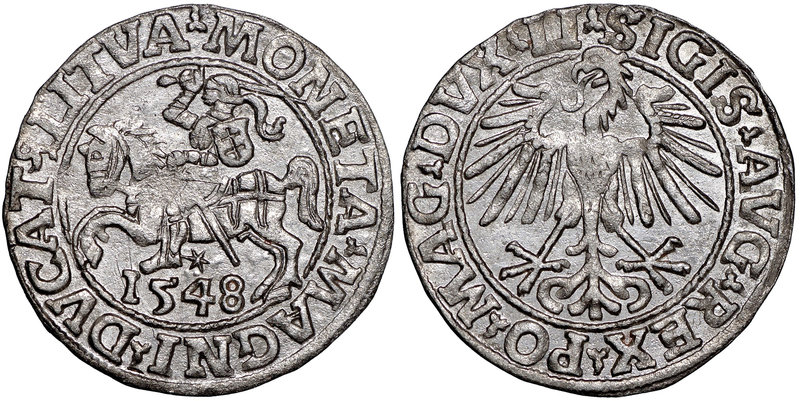 Zygmunt II August, Półgrosz 1548 Wilno - LI/LITVA
 Bardzo ładny egzemplarz. Odm...