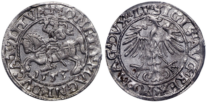 Zygmunt II August, Półgrosz 1553 Wilno - LI/LITVA rzadki
 Piękny, menniczy egze...