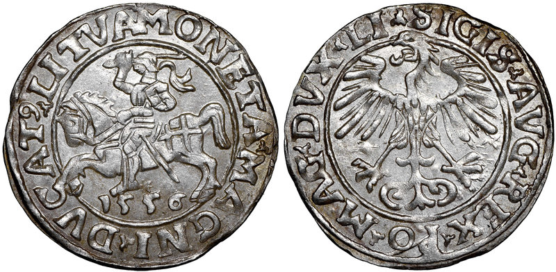 Zygmunt II August, Półgrosz 1556 Wilno - LI/LITVA
 Piękny, menniczy egzemplarz ...