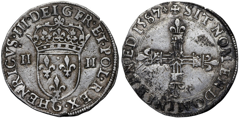 France, Henri III, 1/4 ecu 1587 G Poitiers
Henryk Walezy, 1/4 ecu 1587 G Poitie...