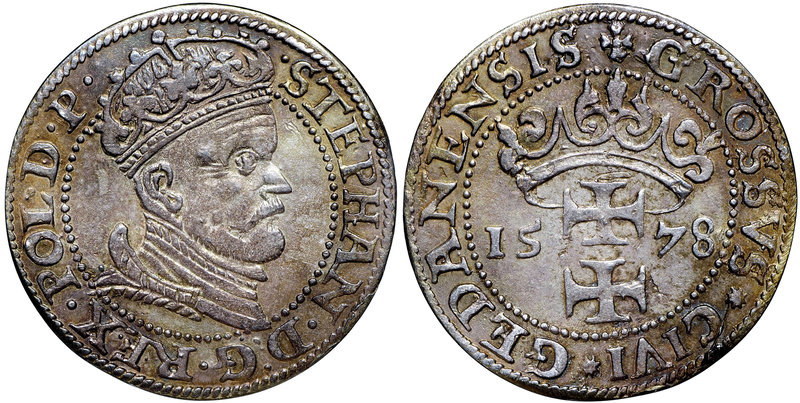 Stefan Batory, Grosz 1578 Gdańsk 
 Pierwszy rocznik groszy gdańskich Batorego. ...
