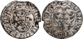 Zygmunt III Waza, Szeląg 1615 Ryga - przebitka III/D
 Piękny, okołomenniczy egzemplarz szeląga ryskiego. Moneta wybita z końcówki blachy, z lekkim, m...