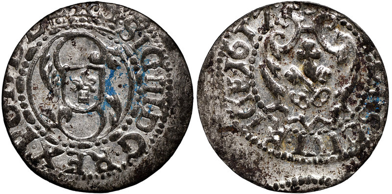 Zygmunt III Waza, Szeląg 1617 Ryga - SIG III
 Piękny, menniczy egzemplarz. Nalo...