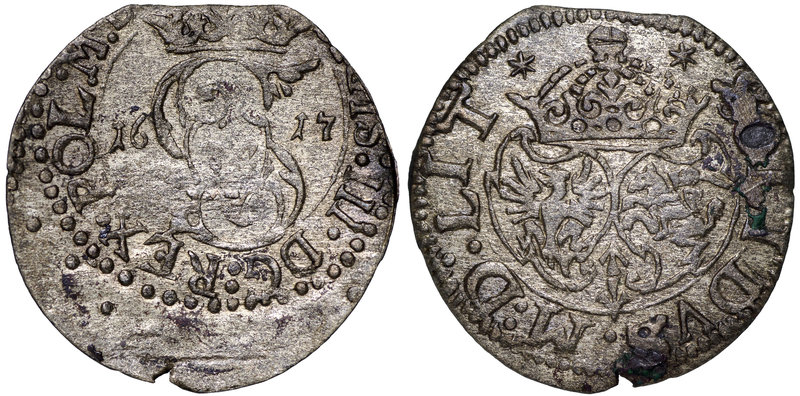 Zygmunt III Waza, Szeląg 1617 Wilno - wygięte tarcze rzadkość
 Ładny egzemplarz...