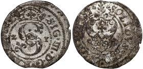 Zygmunt III Waza, Szeląg 1621 Ryga - RIGENSI
 Piękny, okołomenniczy egzemplarz. Moneta wybita z końcówki blachy. Odmiana nieopisana u Kamińskiego i K...