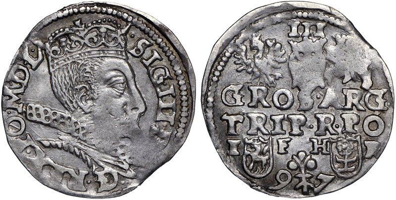 Zygmunt III Waza, Trojak 1597 Poznań - legenda w dwóch wierszach
 Ładny egzempl...