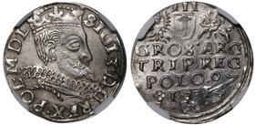 Zygmunt III Waza, Trojak 1597 Wschowa - SIGI
 Piękny, okołomenniczy egzemplarz. Nieopisany u Igera wariant interpunkcji. 
Grade: NGC AU53 
Referenc...