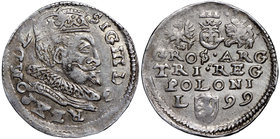 Zygmunt III Waza, Trojak 1599 Lublin - nieopisany •III•
 Piękny, menniczy egzemplarz trojaka lubelskiego z 1599 roku. Lekko niedobity. Odmiana bez in...