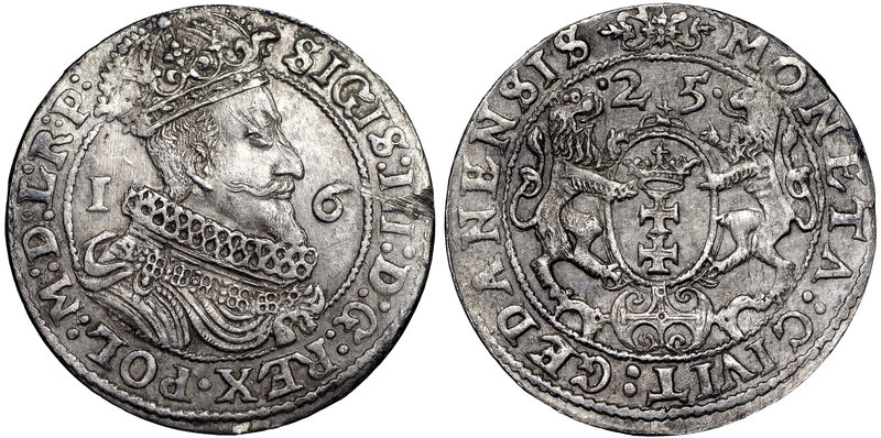 Zygmunt III Waza, Ort 1625 Gdańsk
 Piękny detal, jednak głębokie rysy na awersi...