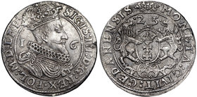 Zygmunt III Waza, Ort 1625 Gdańsk
 Piękny detal, jednak głębokie rysy na awersie. Patyna, nalot. Odmiana z końcówką legendy awersu P. Srebro, średnic...