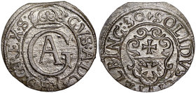 Gustaw Adolf, Szeląg 1630 Elbląg
 Bardzo ładny egzemplarz szeląga miejskiego elbląskiego z czasów okupacji szwedzkiej. Egzemplarz bity z końcówki bla...