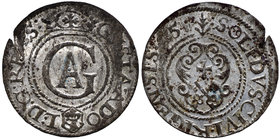 Szwedzka okupacja Rygi, Gustaw Adolf, Szeląg 1625 Ryga - GVSTA ADO-L
 Bardzo ładny egzemplarz szeląga ryskiego Gustawa Adolfa. Odmiana z zapisem imie...