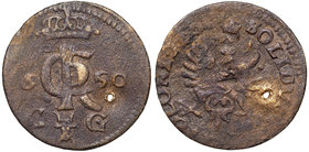 Jan II Kazimierz, Szeląg 1650 Bydgoszcz - podwójna data
 Obiegowy egzemplarz z otworem. Bardzo rzadka emisja z datą na awersie i rewersie wyceniana p...