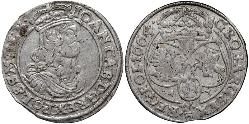 Jan II Kazimierz, Szóstak 1664 Bydgoszcz - L R
 Ładnie wybity egzemplarz. Końcó...